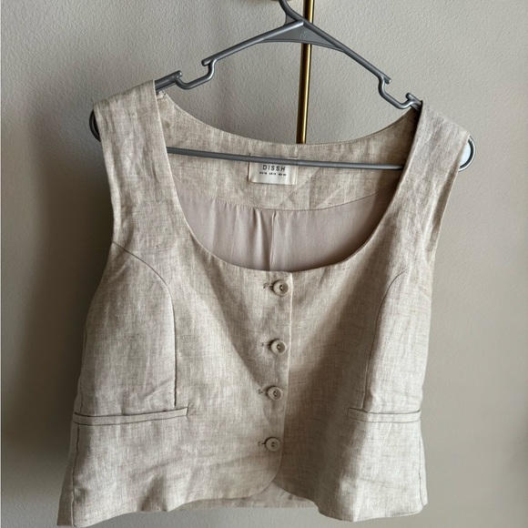 DISSH Tops - DISSH Beige Linen Tank Top